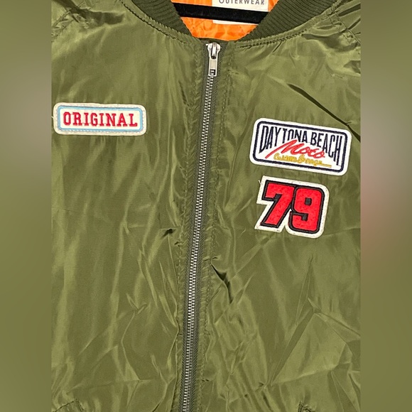 Ashley Outerwear by 26 International Bombed Jacket with Patches - Army Green - L - Picture 3 of 5